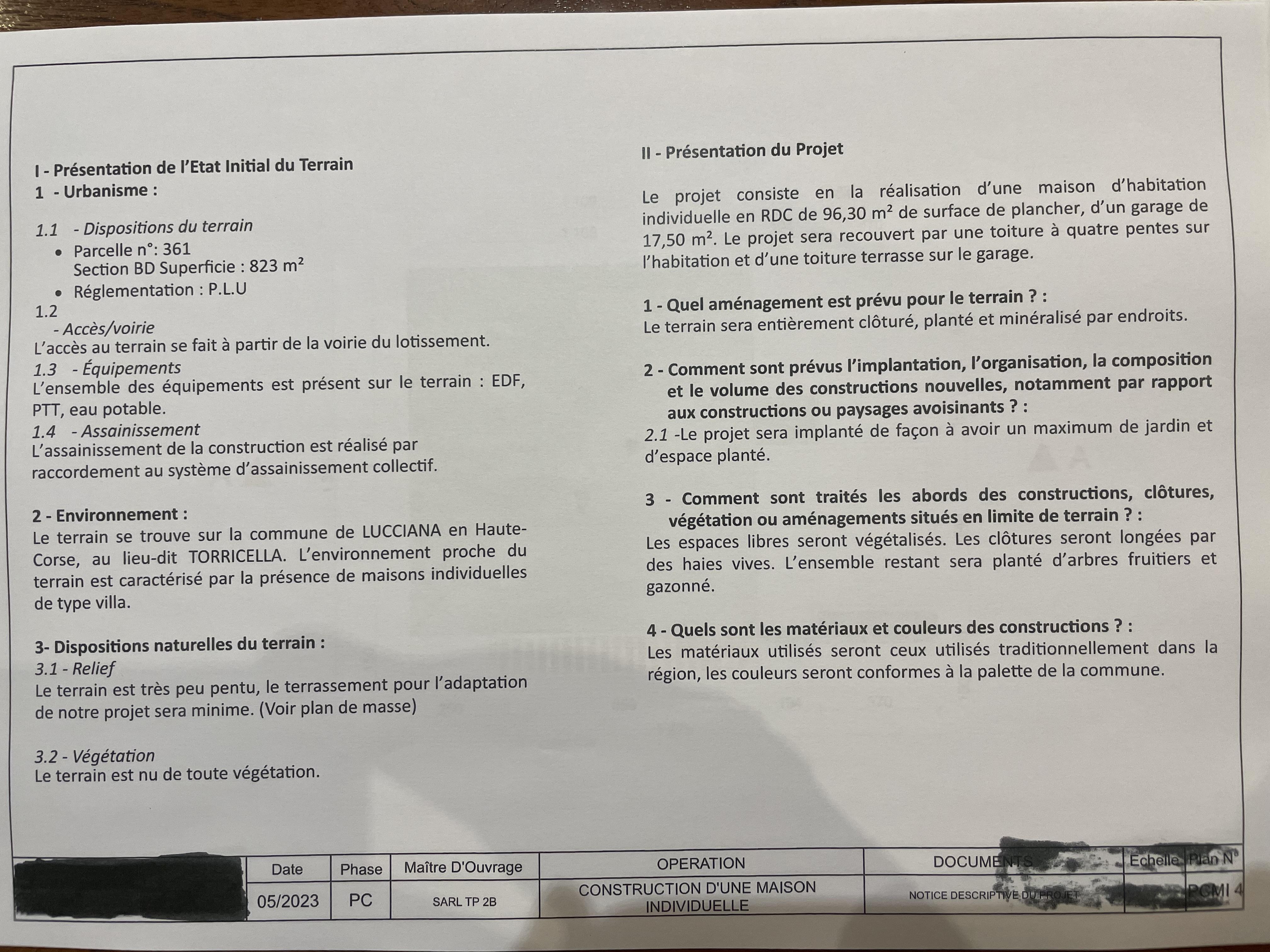 Lucciana, villa neuve plain-pied, 96.30 m², garage 17.50 m², terrain plat 823 m², la villa sera livrée 10 mois après la signature de l'acte d'achat.