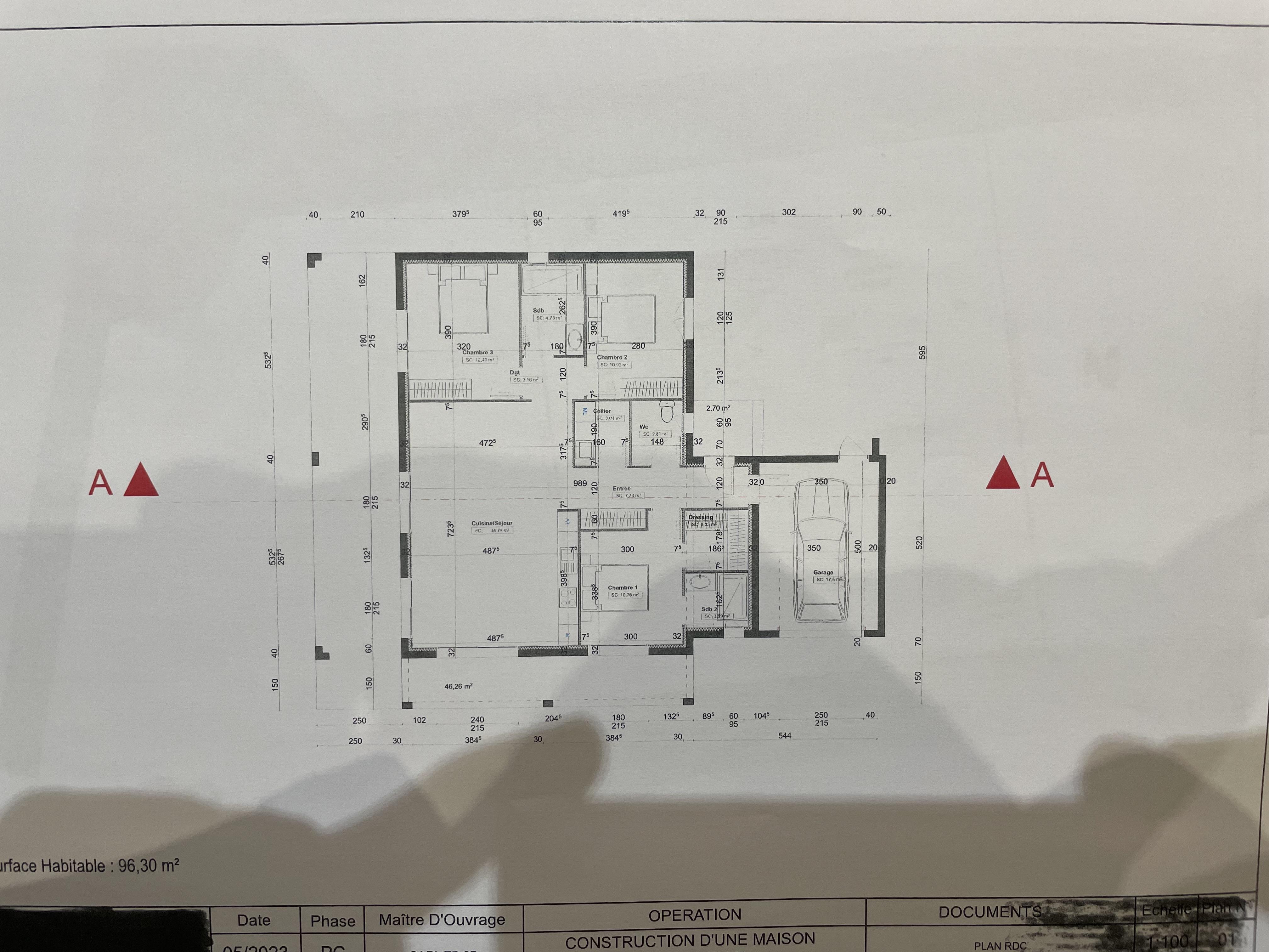 Lucciana, villa neuve plain-pied, 96.30 m², garage 17.50 m², terrain plat 823 m², la villa sera livrée 10 mois après la signature de l'acte d'achat.