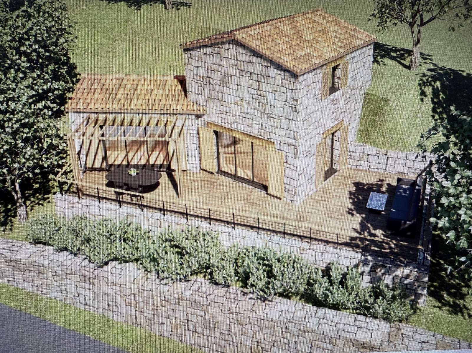 Murato, pagliaghju à restaurer, sur deux niveaux, déclaration préalable de travaux accordée pour une réhabilitation d’une surface totale de 59 m² habitables, terrain 295 m’,